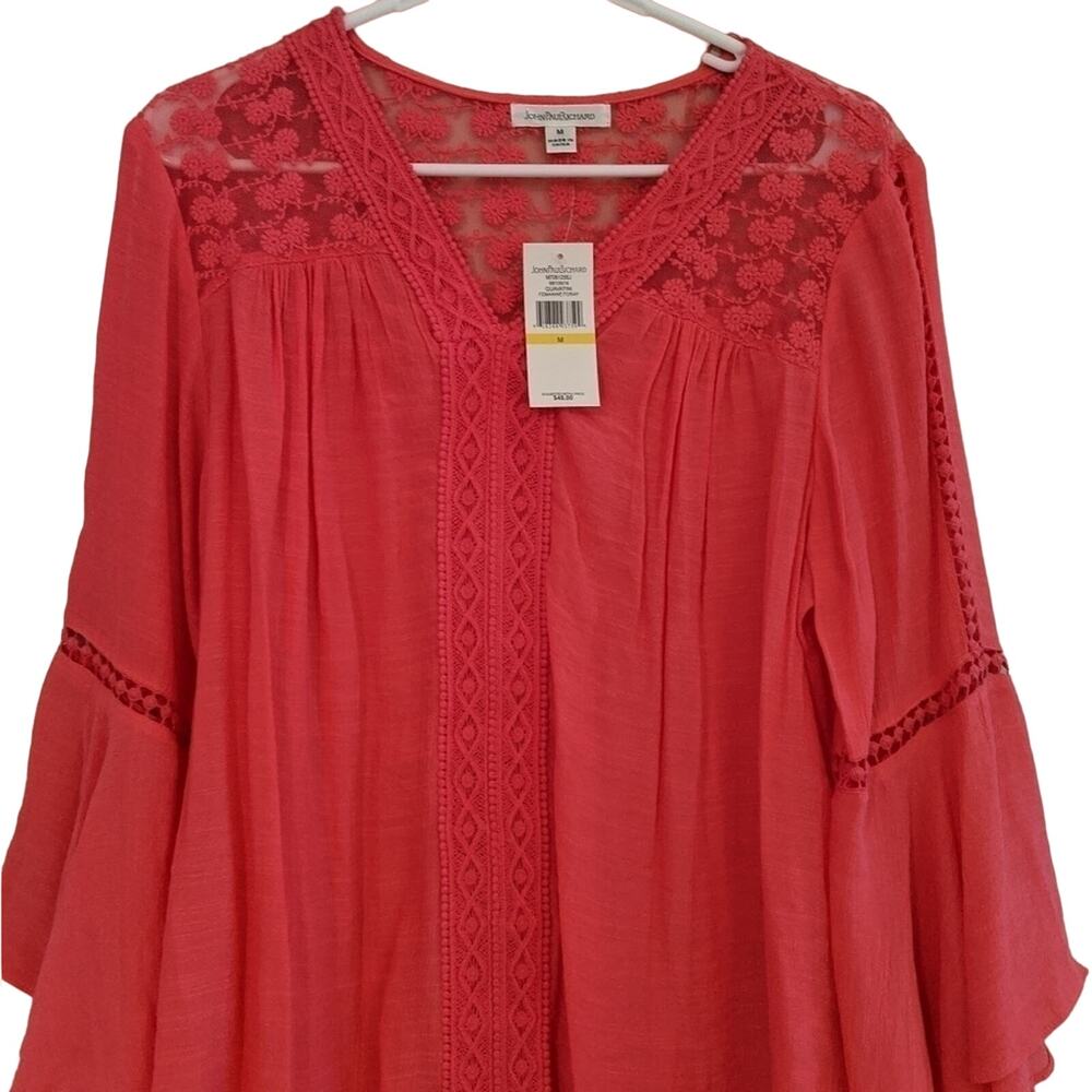 JohnPaulRichard Coral Boho Flowy Tunic, NWT, M